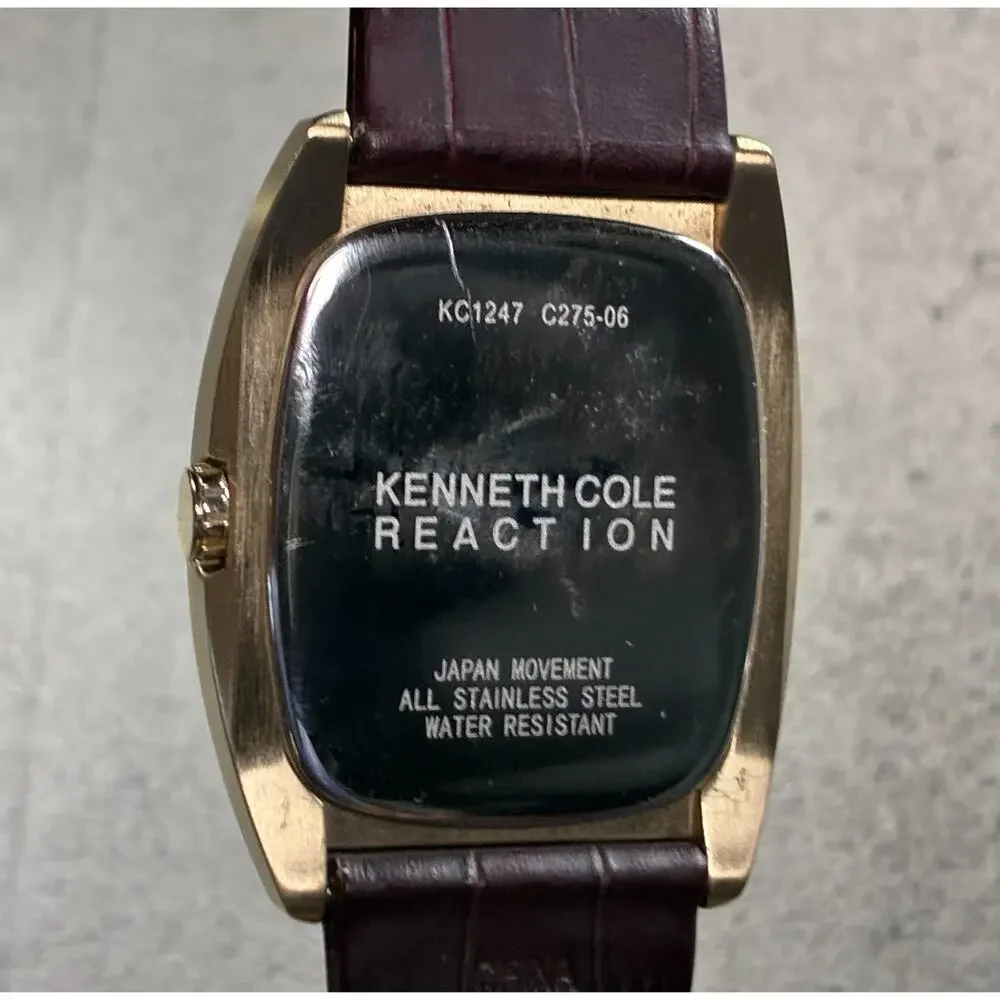 Kenneth Cole Reaction Men's Multi‑Function Watch Gold Rectangular 37mm Working